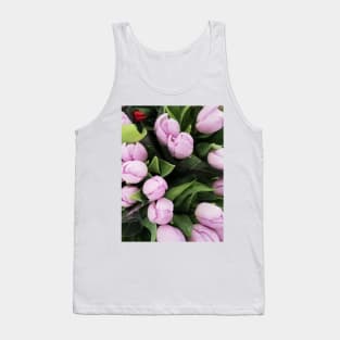 White Gentle Pink Tulips Bouquet Tank Top